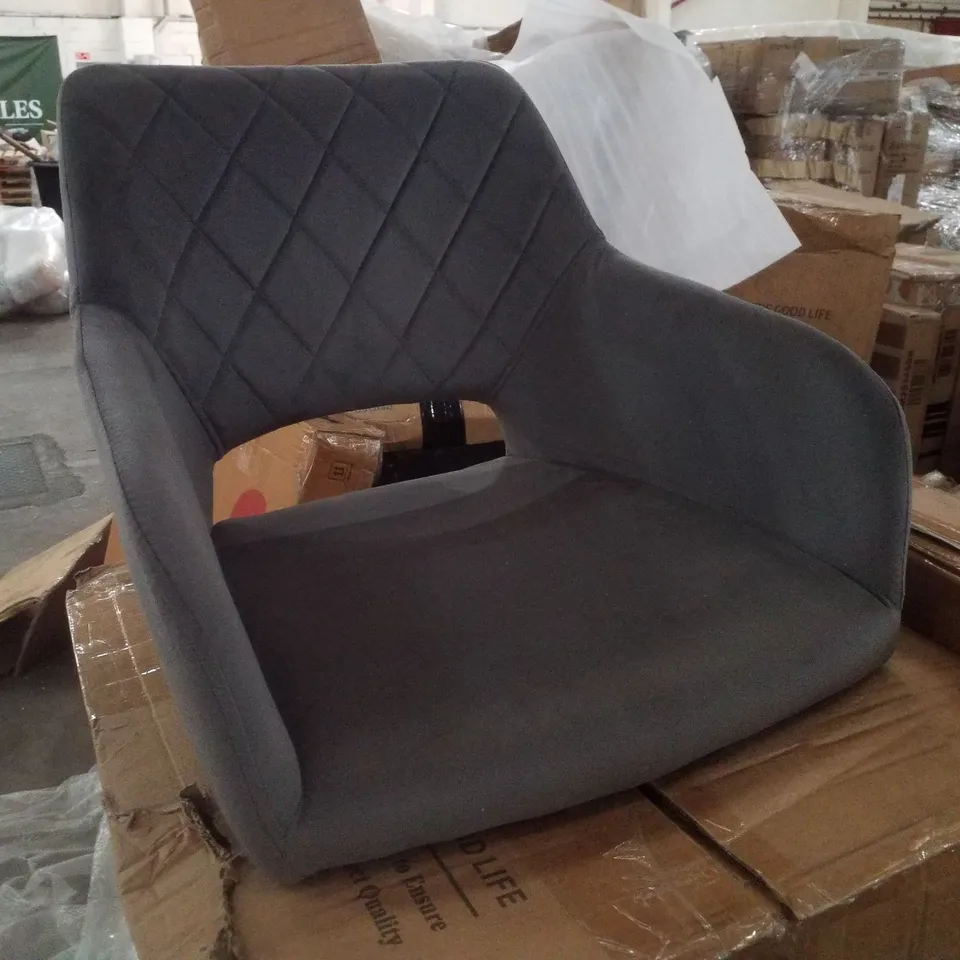 BOXED PAIR OF DARK GREY SOFT VELVET UPHOLSTERED CHAIRS (1 BOX)