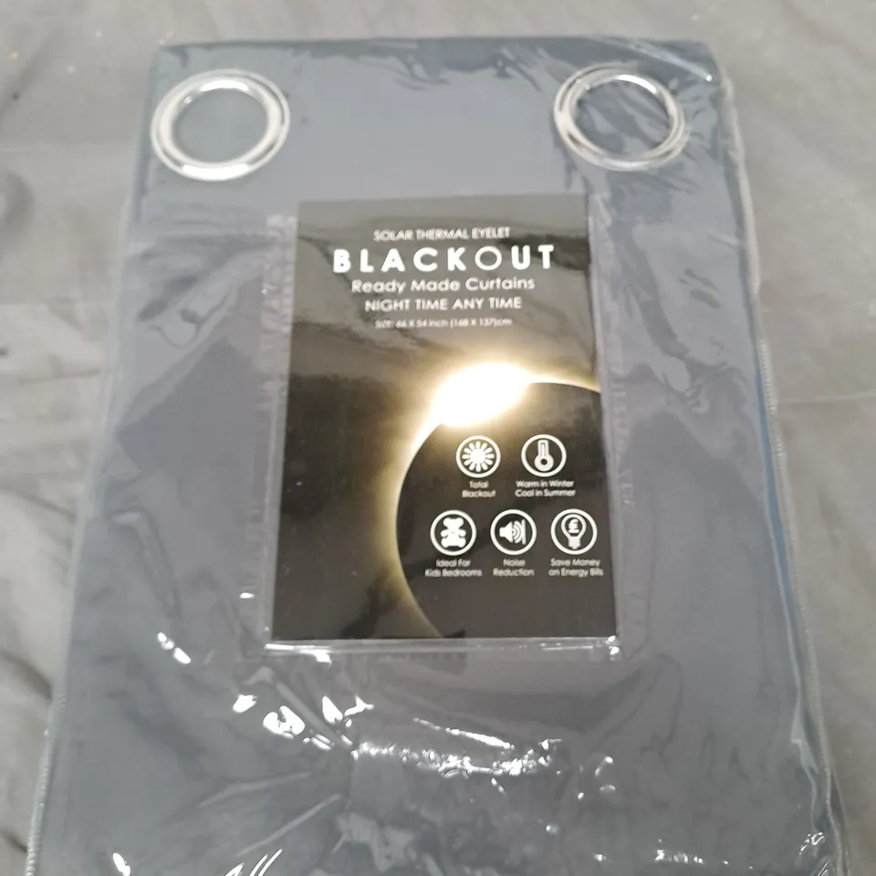 SOLAR THERMAL EYELET BLACKOUT CURTAINS - GREY - 66" X 54"