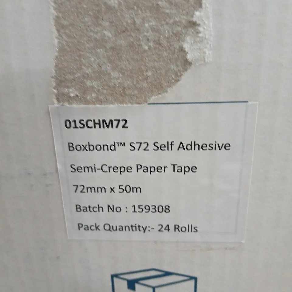 BOXBOND S72 SELF-ADHESIVE SEMI-CREPE PAPER TAPE, 72MM X 50M – 24 ROLLS