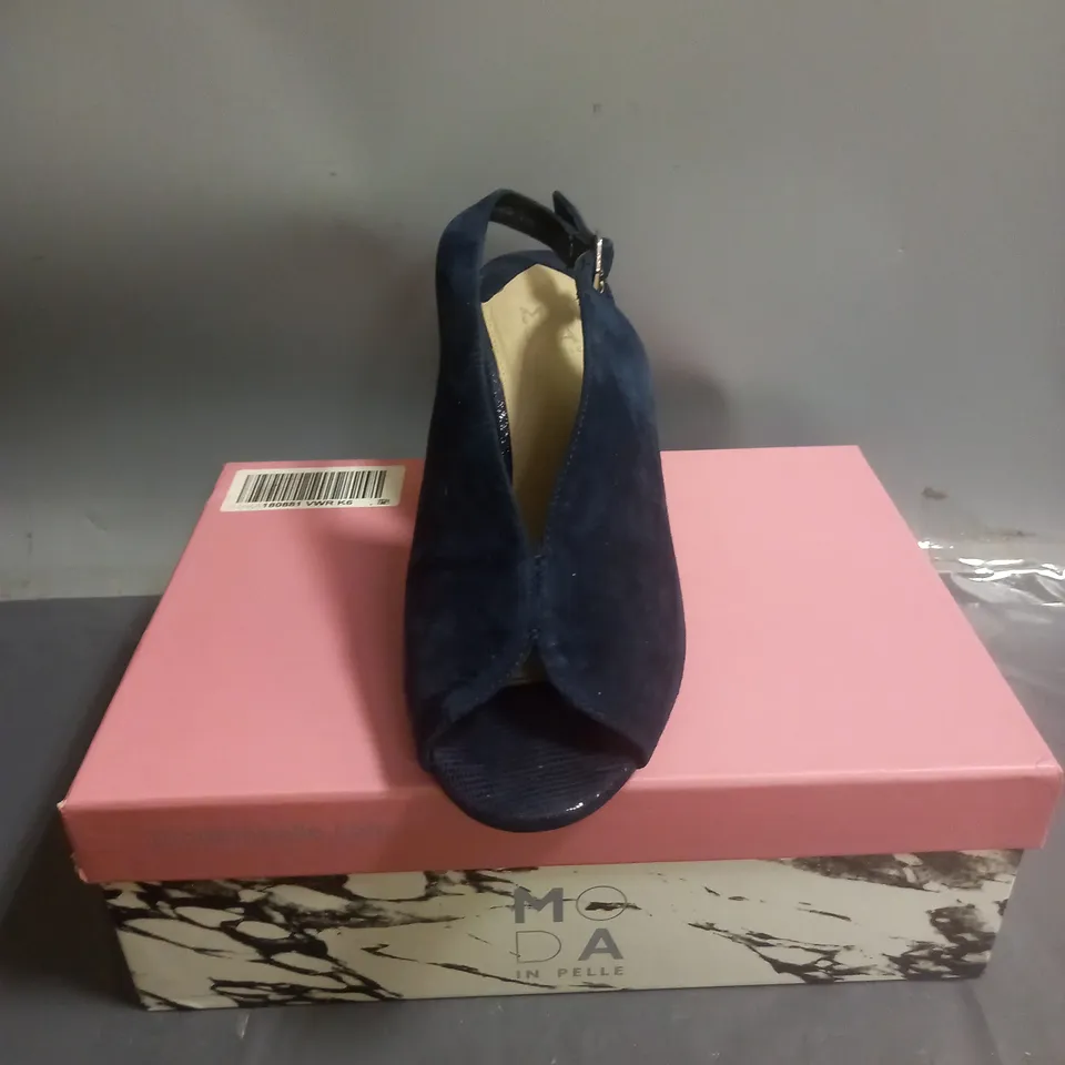 MODA IN PELLE CHRISSI SUEDE PEEP TOE SLINGBACK SANDALS NAVY SIZE EU 39