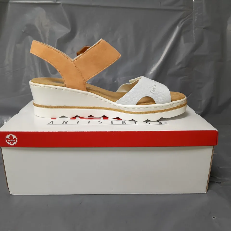RIEKER WEDGE BUCKLE SANDALS APRICOT SIZE 7.5