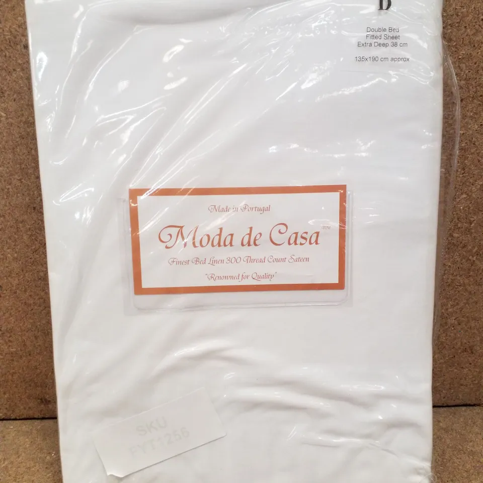 BRAND NEW MODA DE CASA DOUBLE BED FITTED SHEET 135×190CM - SATEEN WHITE