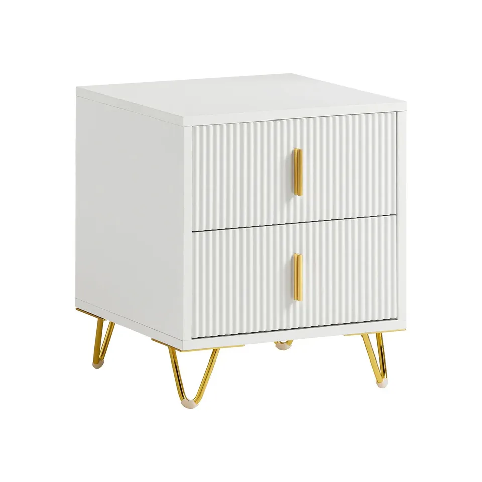 BOXED SOBUY BEDSIDE TABLE WITH 2 DRAWERS WHITE W40 X D40 X H47CM