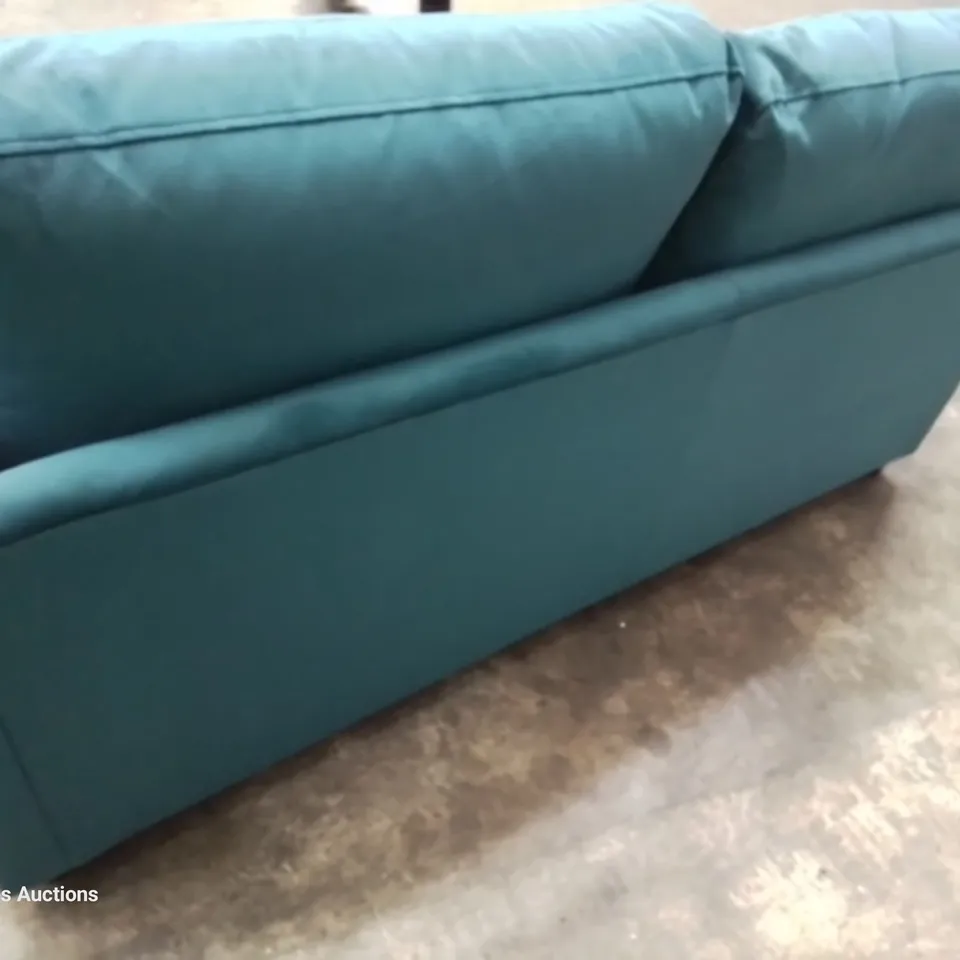 QUALITY BRITISH DESIGNER LOUNGE Co. TWO SEATER SECTION PLUSH TEAL FABRIC 