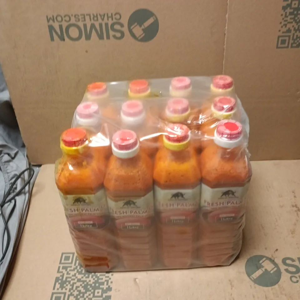 APPROXIMATELY 12 1L BOTTLES OF FAVOLAN VENTURES FRESH PALM OIL 