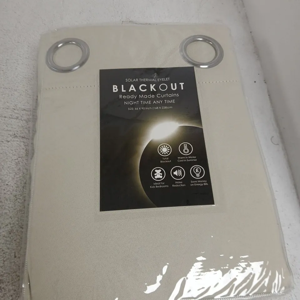 CREAM BLACKOUT CURTAINS WITH EYELETS – 66X90 IN (168X228 CM)