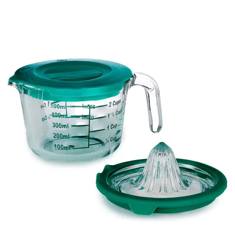 COOK'S ESSENTIALS 500ML GLASS MEASURING JUG WITH JUICER