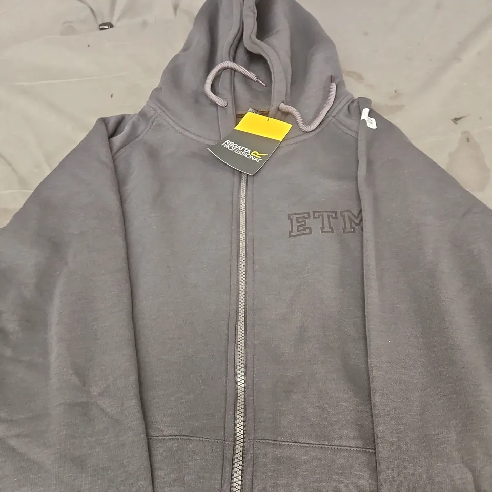 REGATTA PROFESSIONAL ETM GREY ZIP HOODIE WITH CHEST LOGO SIZE XL