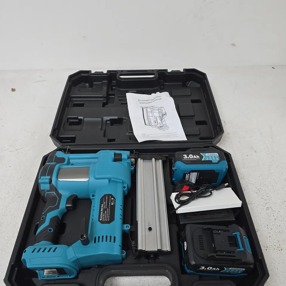 YOFIDRA BRUSHLESS NAIL GUN – CORDLESS WITH 3.0AH BATTERY IN HARD CASE