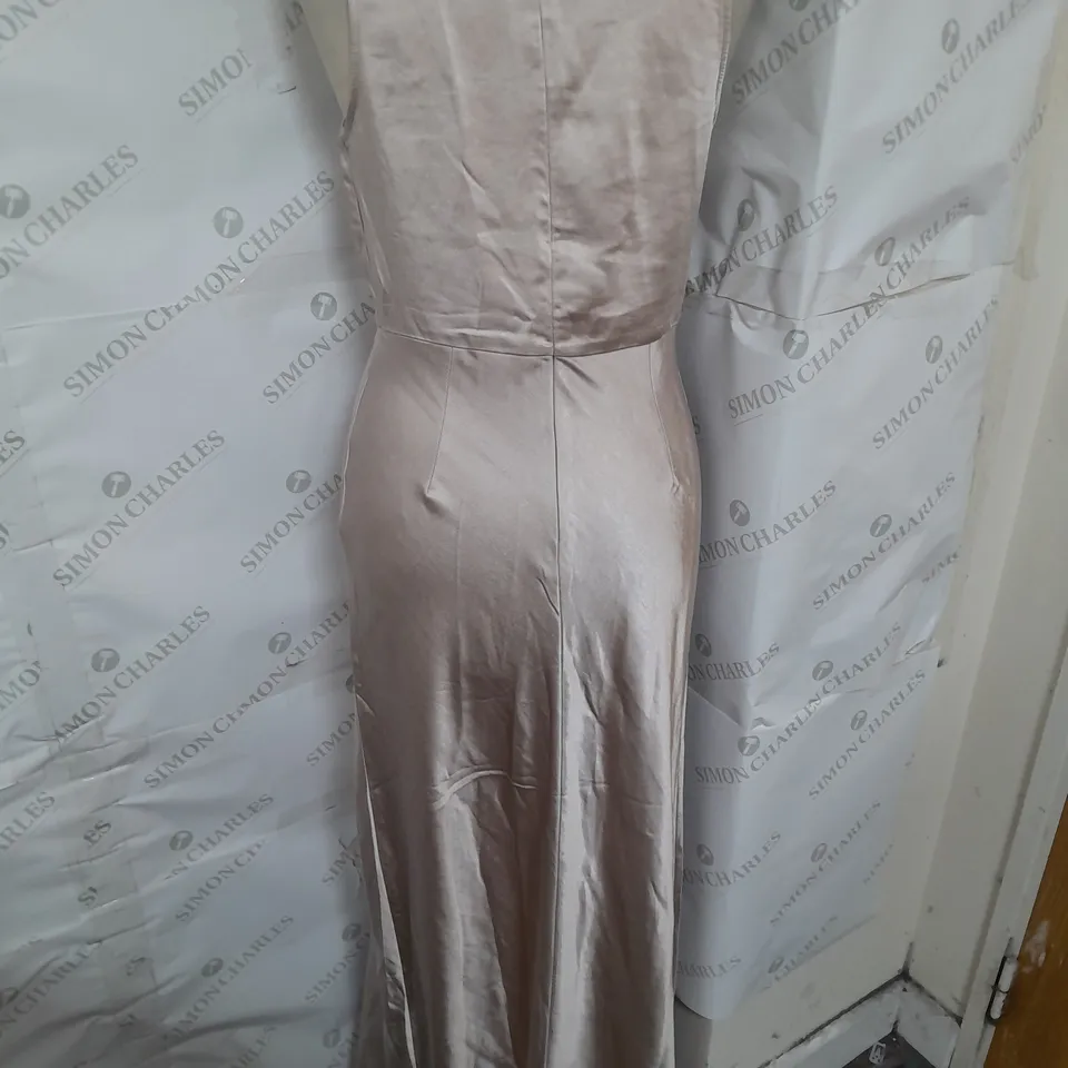 SIX STORIES COWL FRONT SATIN BRIDESMAID DRESS IN OYSTER SIZE 8