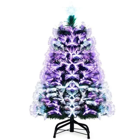 BOXED 3FT FIBER OPTIC CHRISTMAS TREE ARTIFICIAL PRE LIT XMAS TREE WITH 93 BRANCH TIPS