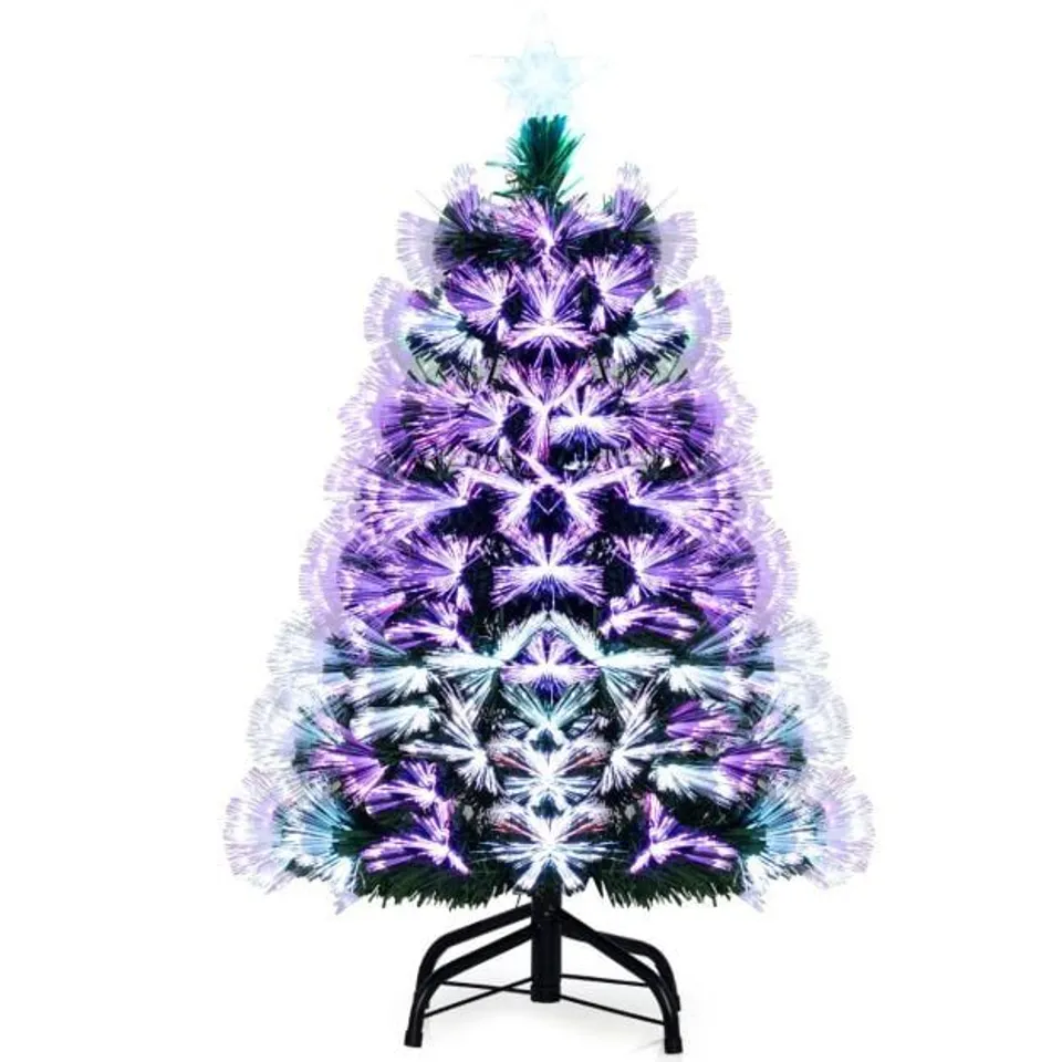 BOXED 3FT FIBER OPTIC CHRISTMAS TREE ARTIFICIAL PRE LIT XMAS TREE WITH 93 BRANCH TIPS