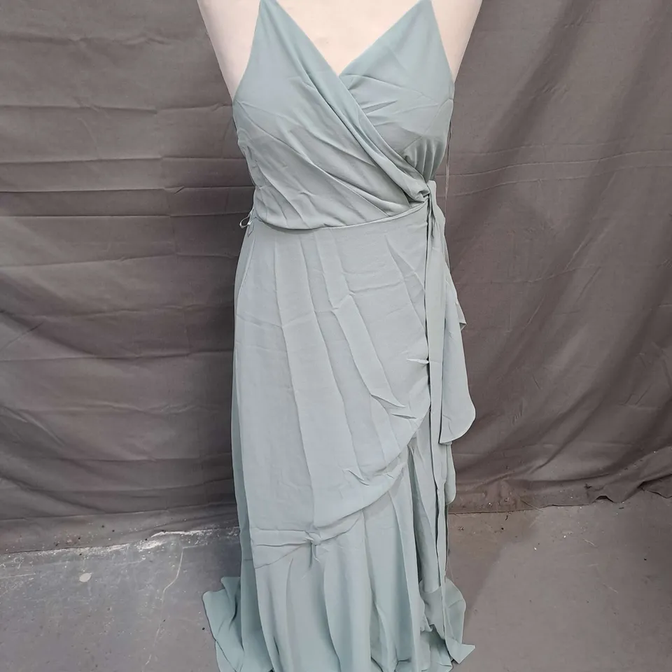 COAST WATERFALL WRAP FLUTTER SLEEVE BRIDESMAIDS DRESS IN SAGE SIZE 14