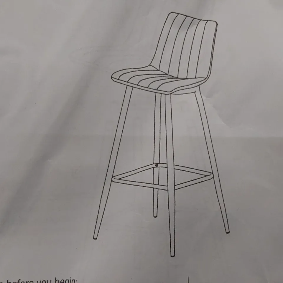 BOXED SET OF 2 DESIGNER DARK GREEN VELVET BAR STOOLS (1 BOX)