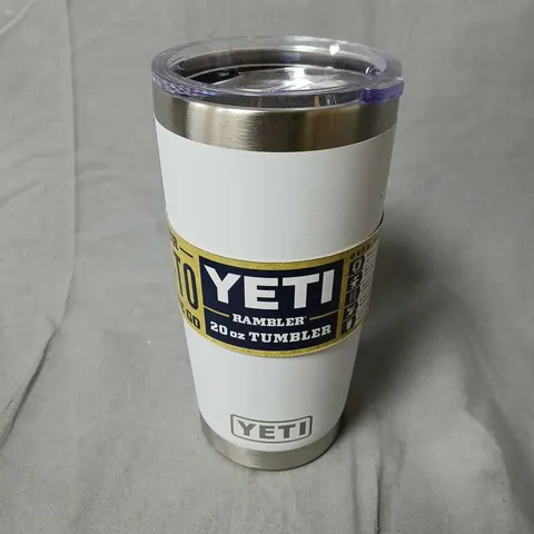 YETI RAMBLER 20 OZ TUMBLER – WHITE WITH CLEAR LID