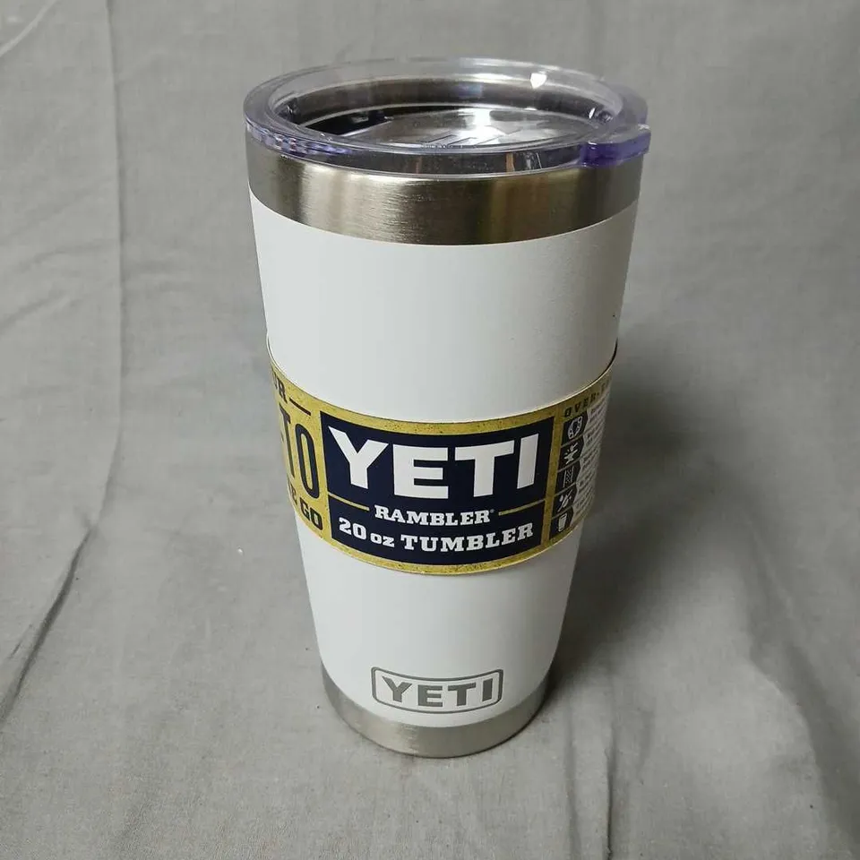 YETI RAMBLER 20 OZ TUMBLER – WHITE WITH CLEAR LID