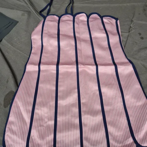 PINK & WHITE STRIPED TOP WITH NAVY EDGING