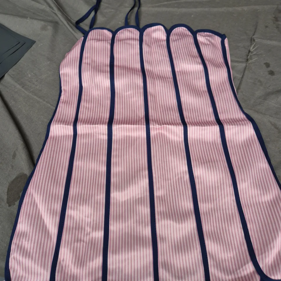 PINK & WHITE STRIPED TOP WITH NAVY EDGING