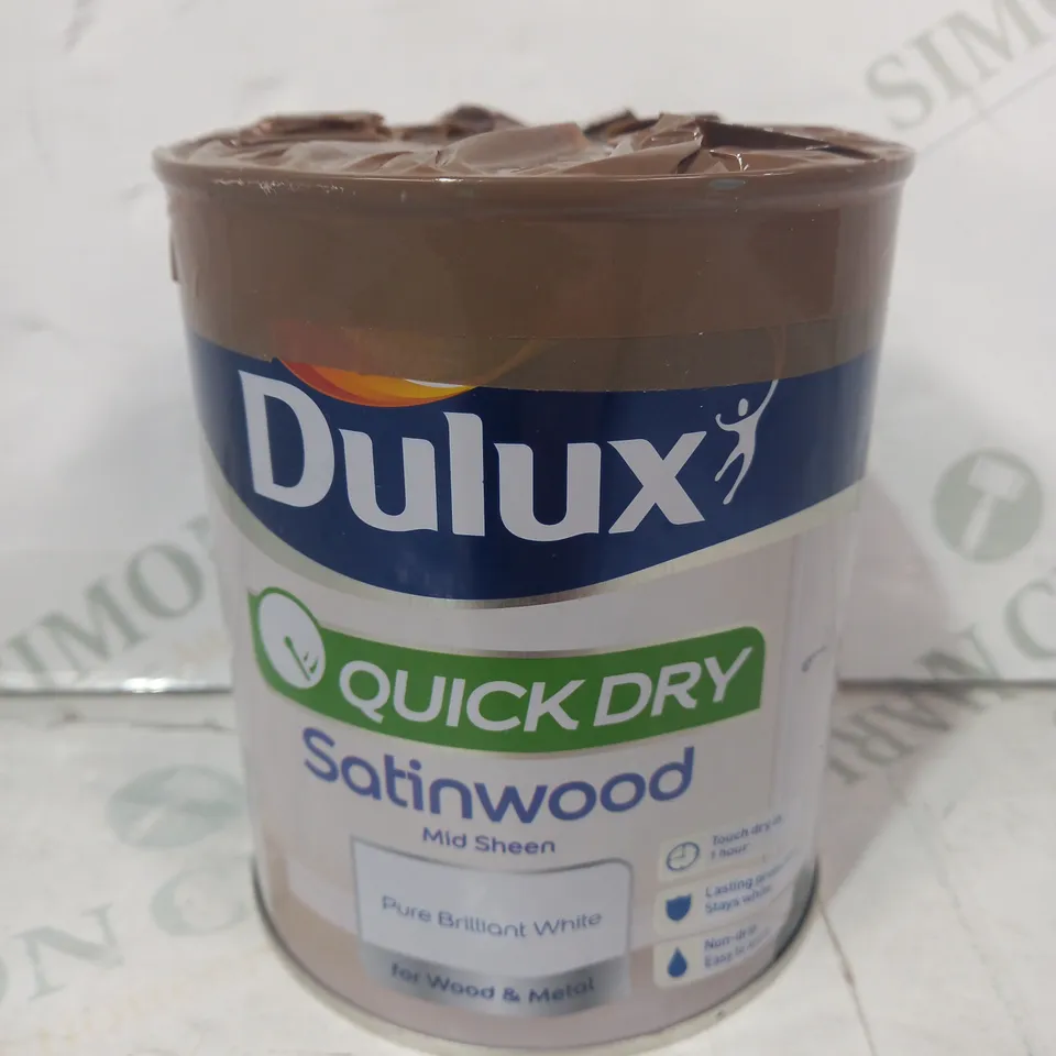 DULUX SATINWOOD MID SHEEN PAINT IN PURE BRILLIANT WHITE (750ML)