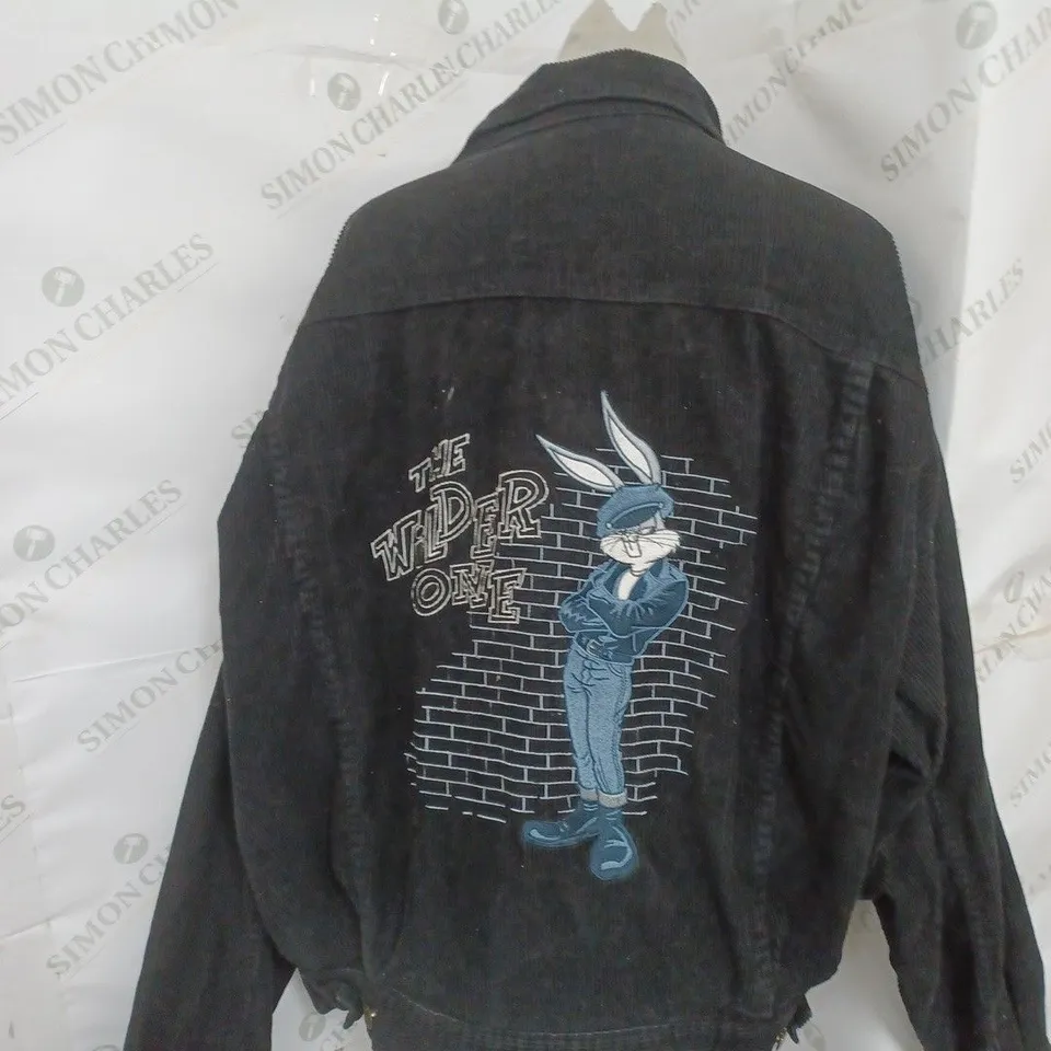 LOONEY TUNES EMBROIDERED JACKET IN BLACK SIZE L