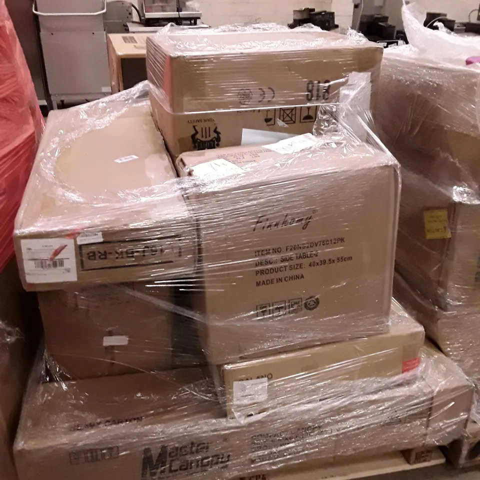 PALLET OF ASSORTED PRODUCTS INCLUDING SIDE TABLE, MASTER CANOPY COMPACT CANOPY, COFFEE TABLE
