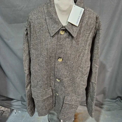 ORIGINAL FIBRES WOOL FIELD JACKET NATURAL HERRINGBONE - XXL