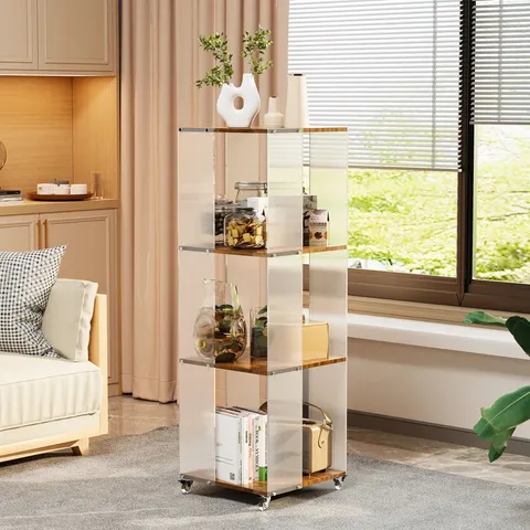 BOXED 119CM H 4 TIER DISPLAY CABINET BOOKSHELF