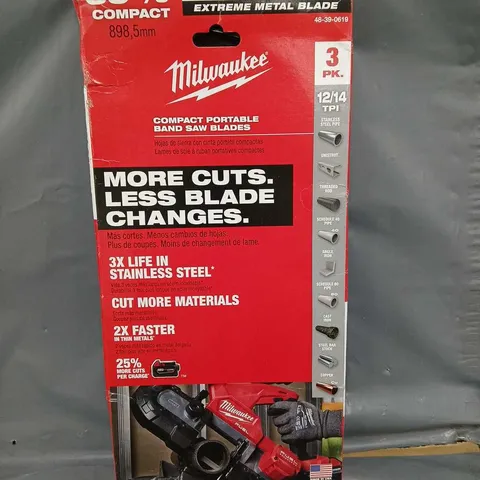 MILWAUKEE COMPACT PORTABLE BAND SAW BLADES PACK OF 3 12/14 TPI