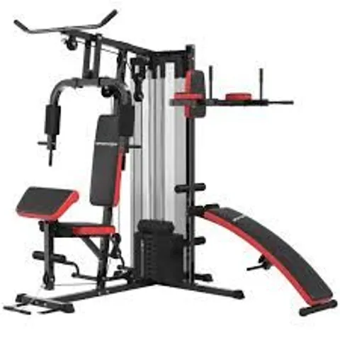 BOXED SPORTNOW MULTI GYM WORKOUT STATION, WEIGHT MACHINE WITH 65KG WEIGHT STACK, SIT UP BENCH, PUSH UP STAND, DIP STATION (1 BOX)