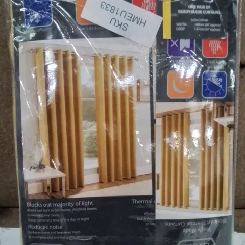 BRAND NEW ENHANCED LIVING BLACKOUT THERMAL CURTAINS 168 X 137CM (YELLOW)