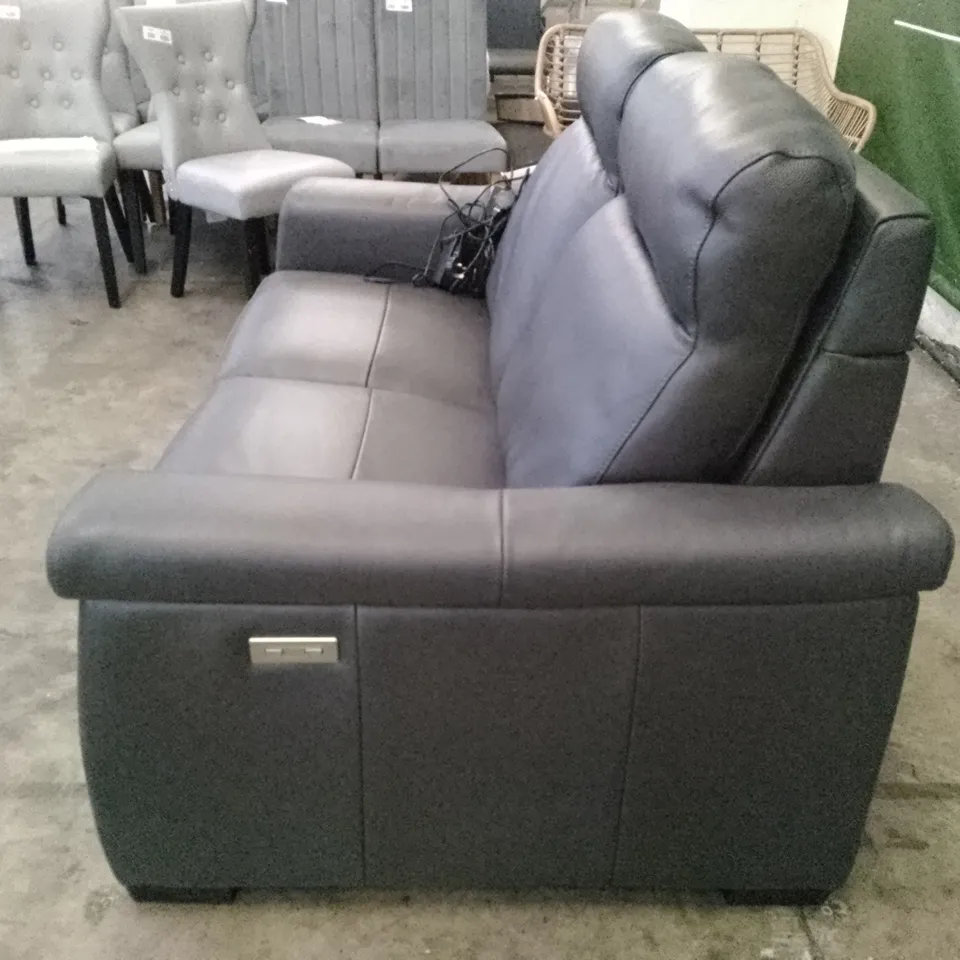 QUALITY ITALIAN DESIGNER GARDA ELECTRIC LOVESEATS - DARK GREY LEATHER