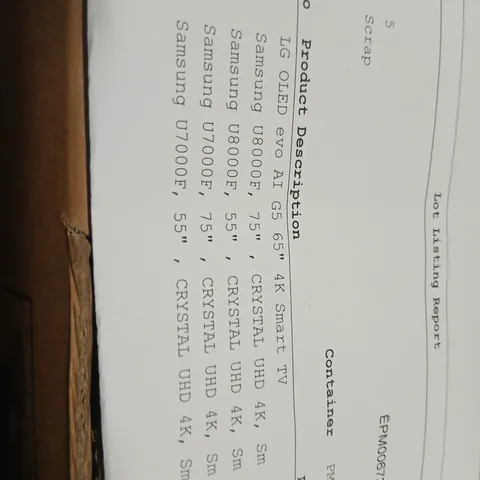 PALLET OF APPROXIMATELY FIVE DAMAGED TVS TO INCLUDE: