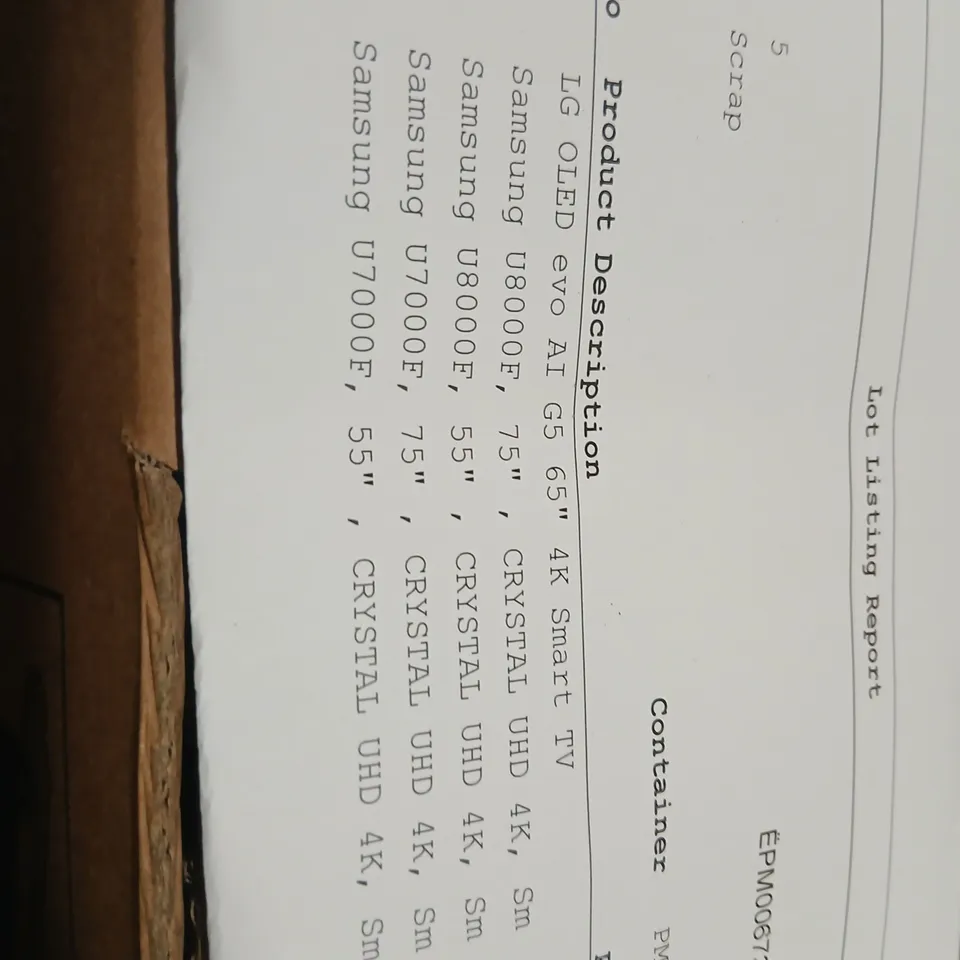PALLET OF APPROXIMATELY FIVE DAMAGED TVS TO INCLUDE: