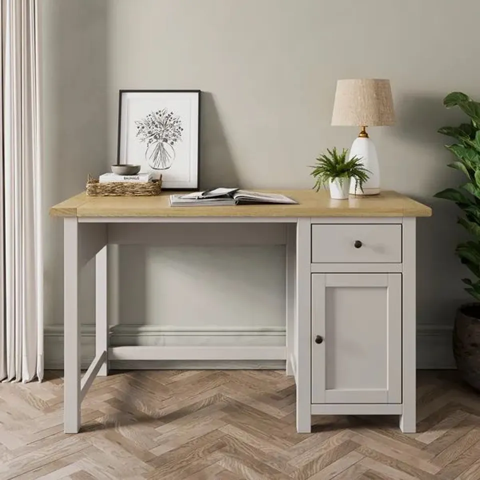BOXED OLNEY STANDARD STORAGE DESK, STONE (1 BOX)