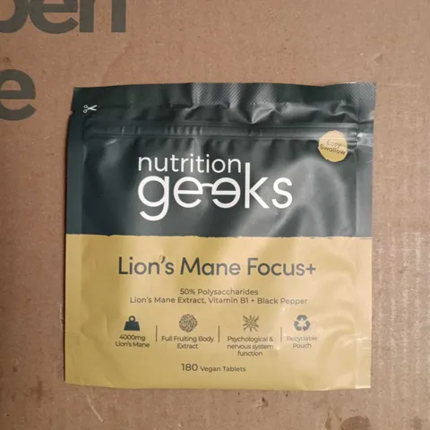 NUTRITION GEEKS LION'S MANE FOCUS+ - 180 VEGAN TABLETS 