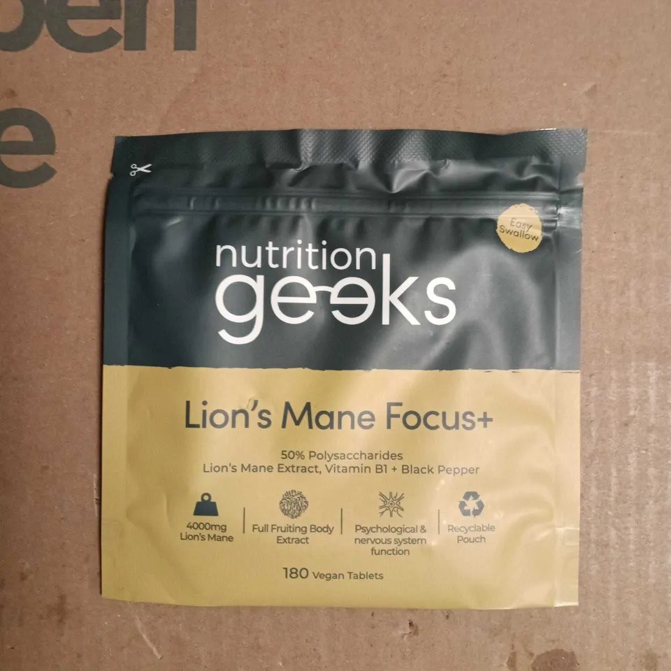 NUTRITION GEEKS LION'S MANE FOCUS+ - 180 VEGAN TABLETS 