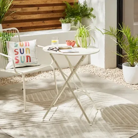 BOXED WHITE STEEL 60cm FOLDING BISTRO TABLE (1 BOX)