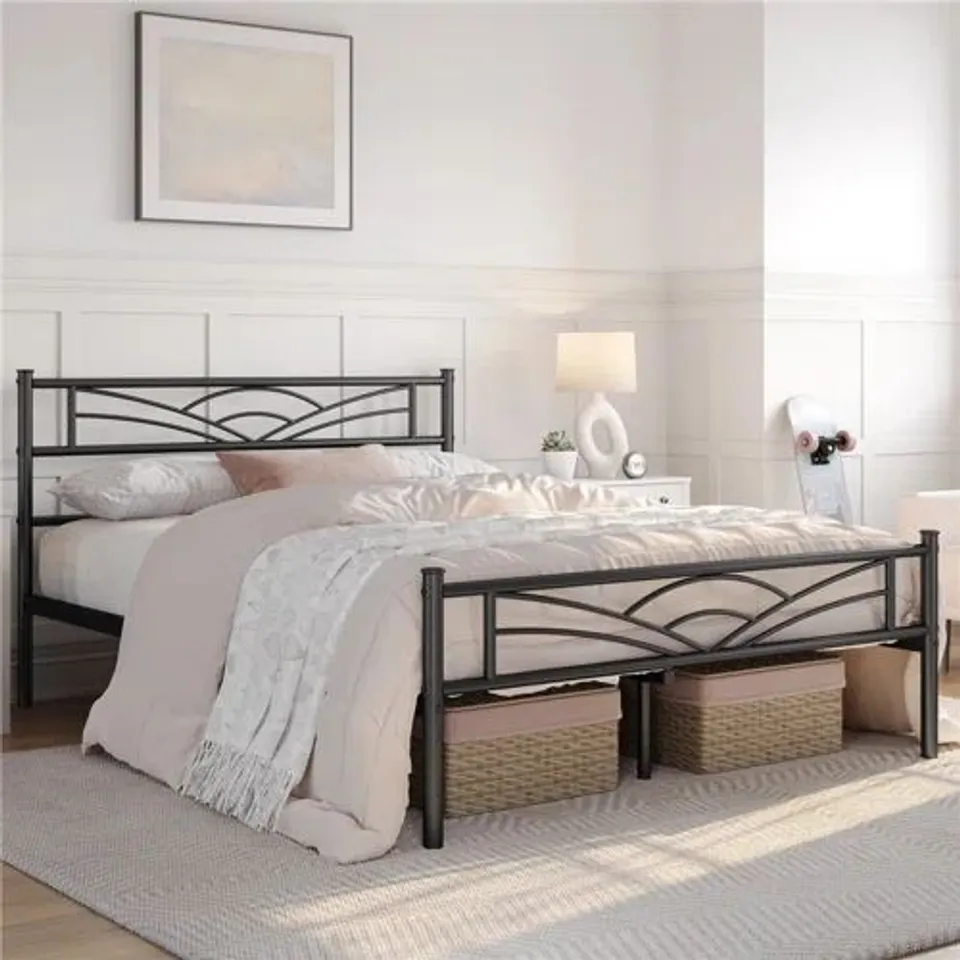 BOXED 3FT SINGLE METAL BED FRAME - BLACK