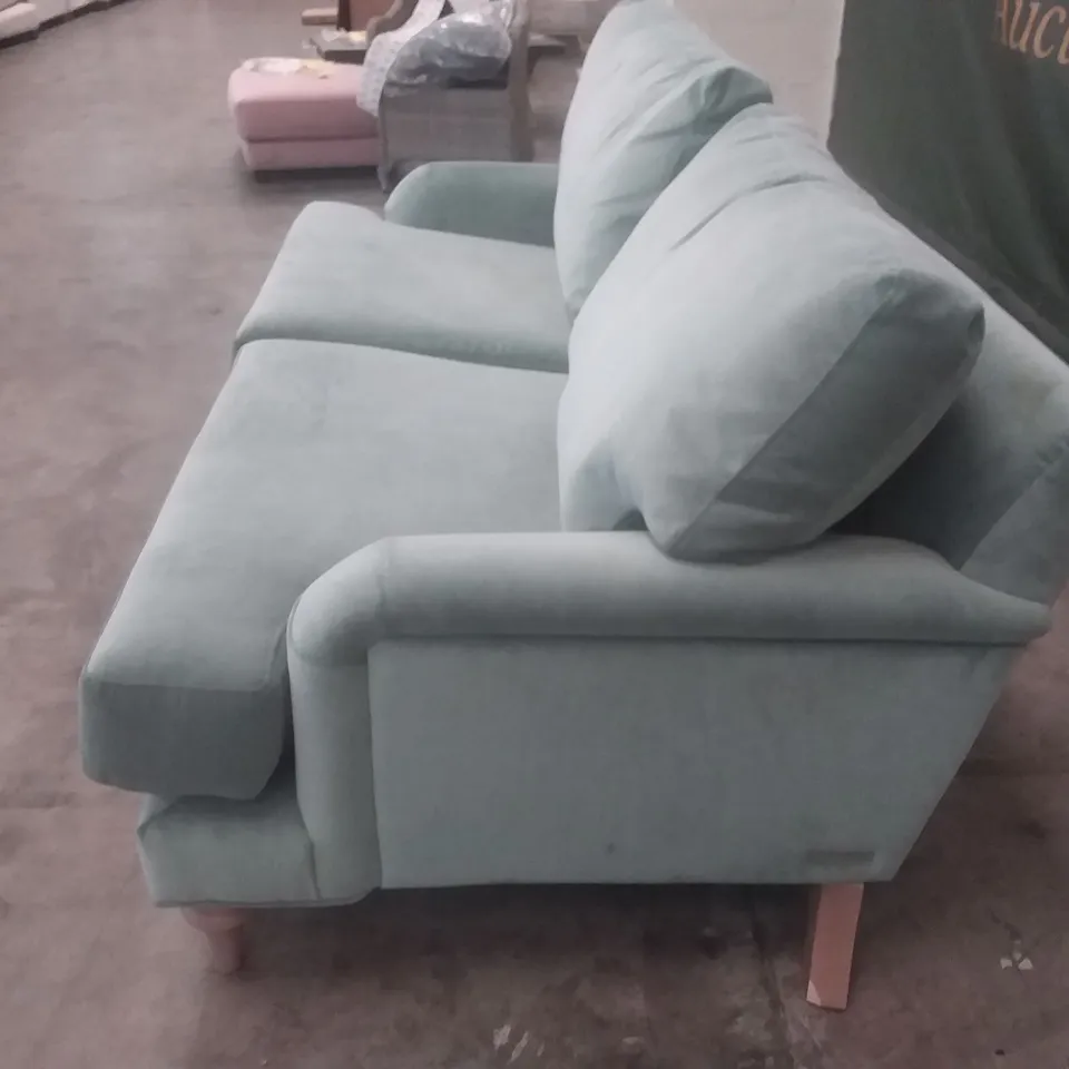 QUALITY BRITISH DESIGNER LOUNGE CO. ROSE 2.5 SEATER SOFA GREEN PLUSH FABRIC 