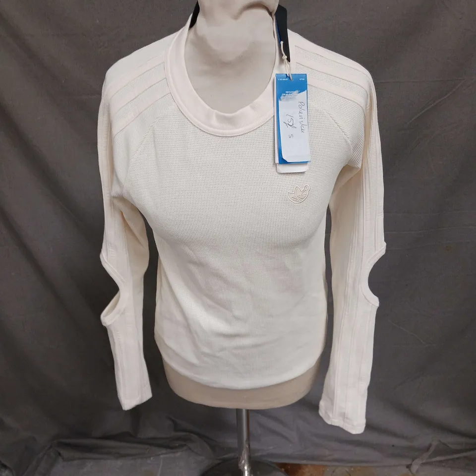 ADIDAS LONG SLEEVE CUT OUT TOP IN CREAM SIZE 6