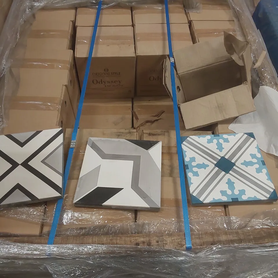 PALLET CONTAINING APPROXIMATELY 56x BOXES OF 9pcs ENCAUSTIC MIXED 20 x 20cm TILES