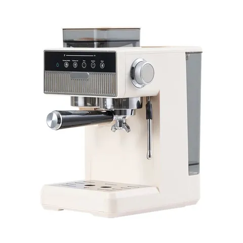BOXED ESPRESSO COFFEE MACHINE WITH INTEGRATED COFFEE GRINDER AND MILK FROTHER 