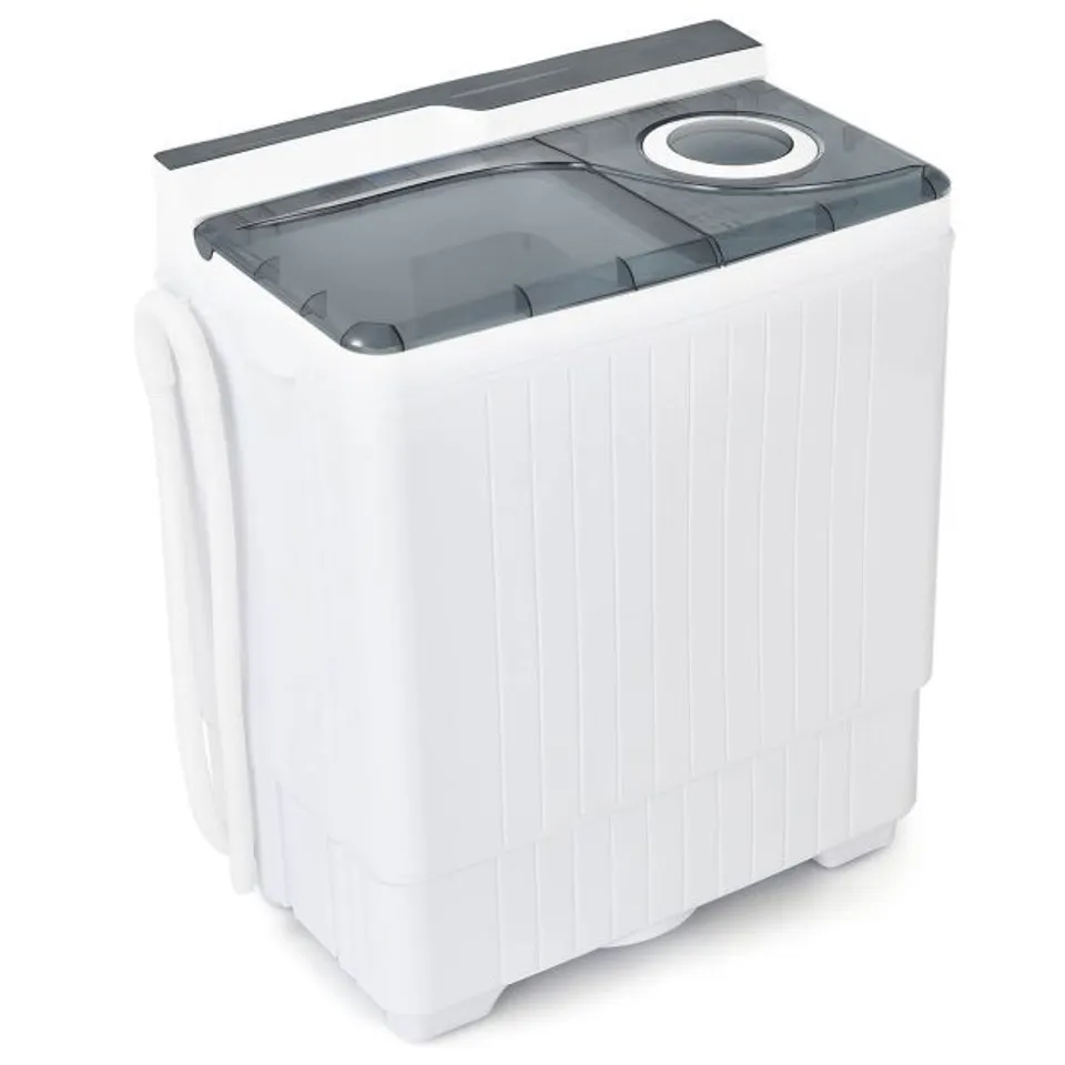 BOXED COSTWAY PORTABLE TWIN TUB WASH MACHINE WITH SPIN DRYER - GREY