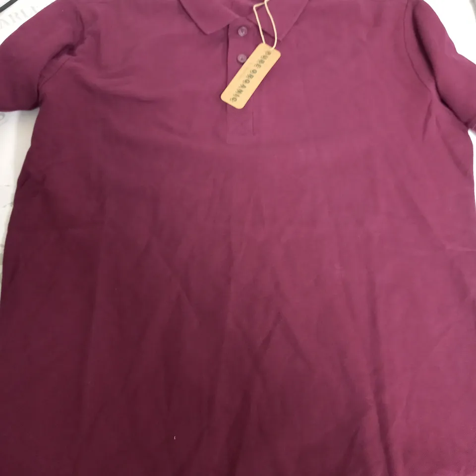 PURE ORGANIC BY RUSSELL MAROON POLO SHIRT - MEDIUM