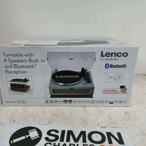 BOXED LENCO LS-440BUBG BLUETOOTH TURNTABLE WITH BUILT IN SPEAKERS