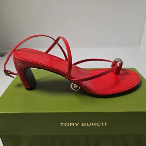 TORY BURCH RED LEATHER SHOES – STRAPPY HEELS USA SIZE 6.5 BOXED