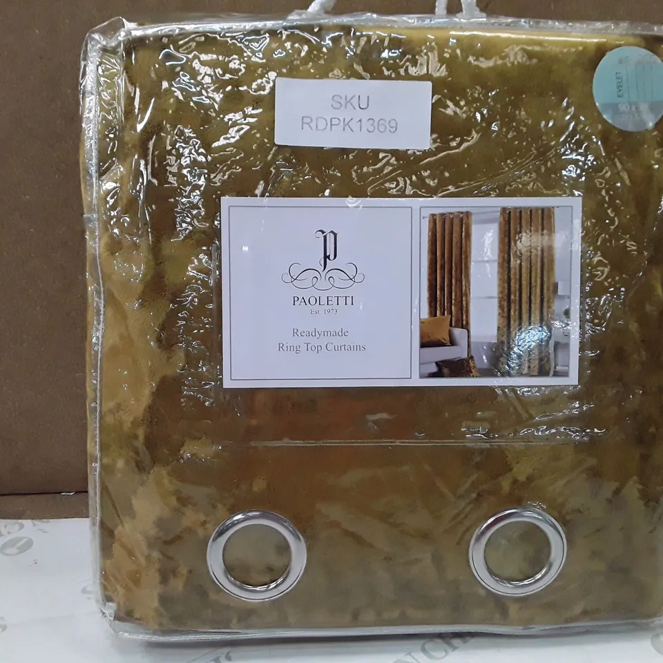 BRAND NEW PAOLETTI READY MADE RING TOP CURTAINS - 229CM X 229CM (ORCHE)