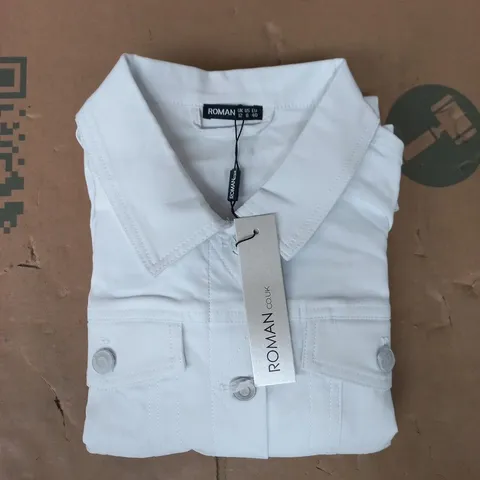 ROMAN JEAN POCKET JACKET IN WHITE SIZE UK 12