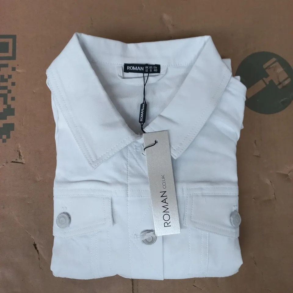ROMAN JEAN POCKET JACKET IN WHITE SIZE UK 12