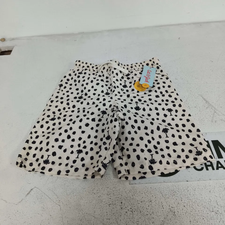 CAT & JACK KIDS' SHORTS – UK 8 (US 8) – WHITE WITH PALM & DOT PRINT